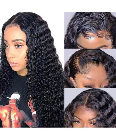 Larhali Hair 4x4 HD Transparent Lace Closure Wigs Brazilian Virgin Human Hair Wigs Deep Wave Lace Front Wigs Human Hair 160% Density Wet and Wave Wigs for Black Women Natural Color (26inch) 26 Inch 4x4 deep wave wigs