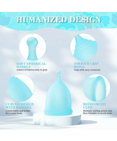 Reusable Menstrual Cups Multi Pack - Small and Large, Heavy Flow, Flexible & Soft - Includes Storage Bag - Organic Silicone - Blue - Pack of 2 - Buy Online on GoSupps.com