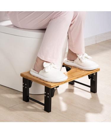 AmazerBath 7 Foldable Bamboo Toilet Stool with Black Stainless Steel Legs - Natural Color for Men and Women - Buy Online on GoSupps.com