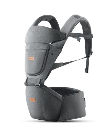 Hip Seat Baby Carrier, Advanced Adjustable Waistband &Various Pockets, 6-in-1 Ways to Carry,Ergonomic No-Slipped Seat,Perfect Carrier for Newborns to Toddlers up to 66lbs, All-Seasons(Grey)