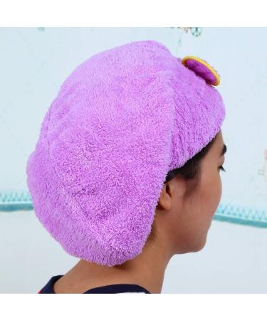 Ymiko Microfiber Hair Drying Towel | Ultra Absorbent Fast Dry Wrap | Coral Fleece Hair Hat with Bowknot Design - Purple - Buy Online on GoSupps.com