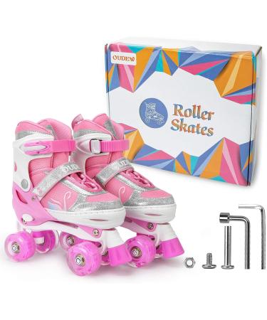 Light Up Roller Skates for Kids - Adjustable Size Pink Skates for Boys and Girls Beginners (10C-1Y) - Buy Online on GoSupps.com
