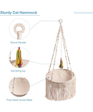 MewooFun Macrame Cat Hammock: Boho Hanging Bed for Indoor Cats - Sleeping, Playing, Climbing, Lounging - Buy Online on GoSupps.com