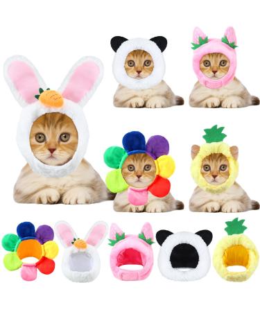 Cat hat delightful costume rabbit hat with ears funny mane cat hat for cats and small dogs kittens puppies party costume accessories headgear (panda rabbits pineapple strawberry panda rabbits pineapple strawberry flower - Buy Online on GoSupps.com
