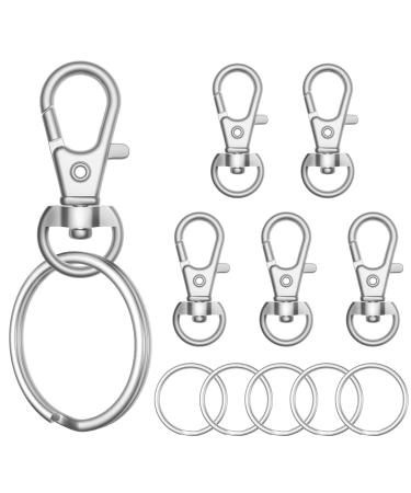 sprookber 100pcs Metal Lobster Claw Clasp with Key Ring, Keychain Rings for Crafts, Key Jewelry DIY Crafts, Lanyard Clips snap Hook, Swivel Clasps Clip (Claw Clasp 50pcs+Key Ring 50pcs) 1.2inch(32mm)