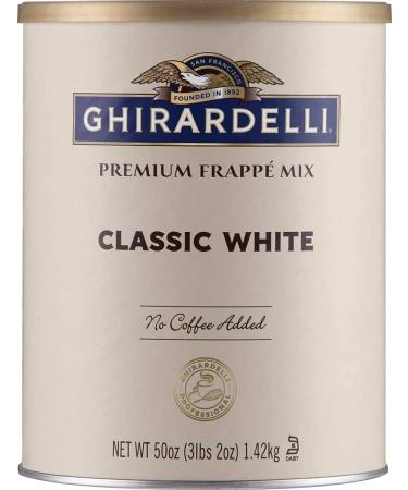 Ghirardelli Classic White Premium Frapp Mix 3.12 lb Can + Barista Spoon - Buy Online on GoSupps.com