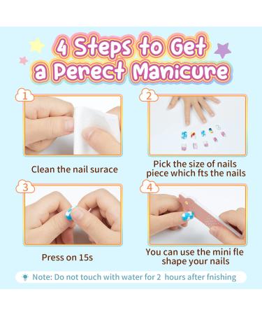 Modelones 144Pcs 6 Pack Kids Press on Nails - Pre-glue Full Cover Glitter Gradient Rainbow Candy False Nail Art Kit for Valentines Day - Buy Online on GoSupps.com