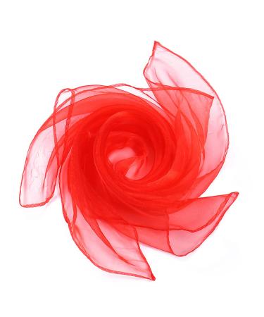 Grantop 12 pieces Square Jongliertche Set Red Colorful towels 60 * 60 cm dance towels Colorful chiffon cloth rhythmic game towels for kindergarten children party activities children's show red 12