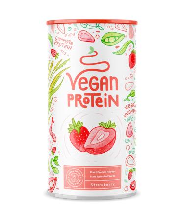 Vegan protein - strawberry - vegetable protein powder from conversed rice peas chia seeds linseed amaranth sunflower and pumpkin seeds - 600 grams of powder strawberry 600 g (1 Pack)