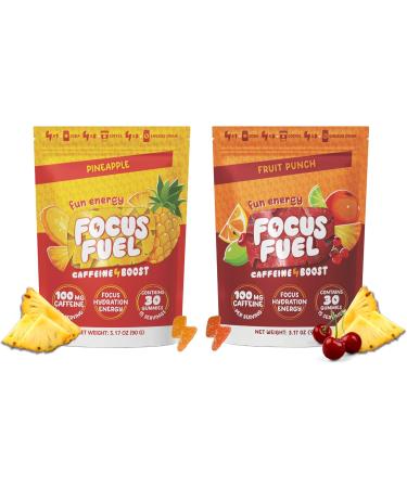FocusFuel Energy Chews Variety Pack Pineapple & Fruit Punch Flavors (2-Pack 30 Servings Total) 100mg Natural Caffeine + Nootropics Smooth Energy & Focus No Crash or Jitters - Buy Online on GoSupps.com