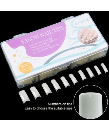EAONE 500Pcs Natural Acrylic French Nail Tips Set with Accessories - Perfect for Salon DIY Nail Art - Buy Online on GoSupps.com