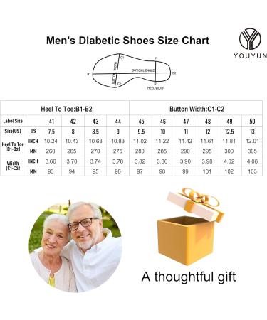 Younyun Diabetic Shoes for Men - X-Wide Width, Adjustable Velcro Closure, Breathable & Lightweight - 9 Wide Black - Buy Online on GoSupps.com