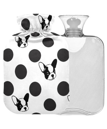 Naanle polka dots mops dog hot water bottle with reference transparent warm water bottle 2l large warm steadeler for pain relief hot and cold therapy bed hand feet warmer