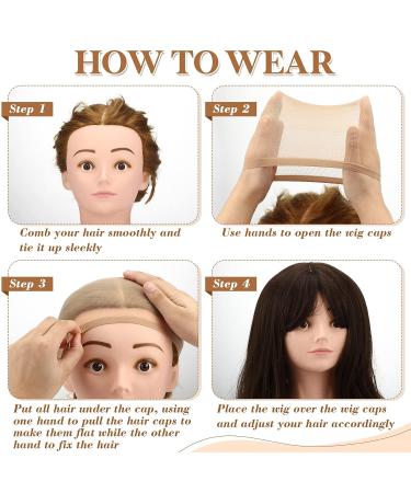 200 Pieces Nylon Stocking Wig Caps Bulk - Stretchy Bald Cap for Halloween Decorations - Brown/Light Brown Elastic Head Wig Accessories - Buy Online on GoSupps.com