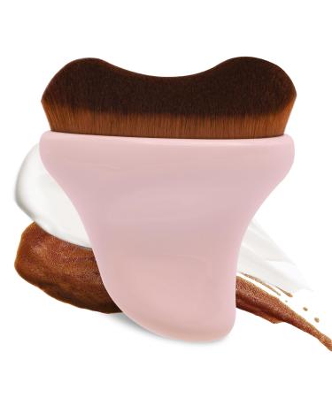Self Tanner Brush - Kabuki Brush Body Leg Makeup Brush for Self Tanning Gel Tanning Lotion Sunscreen - Self Tanning Mitt Bronzer Brush for Face Body Self Tan (Pink)