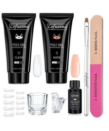 Poly Nail Gel Kit Starter 2 Colors 30ML Nail Extension Gel-Clear Nude Poly Gel Colors Builder Gel Nail Enhancement Gel Long-lasting Poly Nail Gel Kits Professional Salon Beauty Gift Technician Tool 2-Nail SET - Buy Online on GoSupps.com