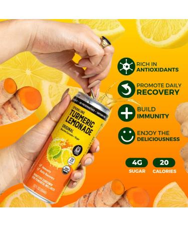 Golden Tiger Organic Sparkling Turmeric Lemonade - Original | Bio Active Curcumin + Ginger - 12 Cans | Caffeine Free - Plant Based Immunity Support - Buy Online on GoSupps.com