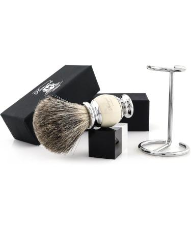 Hand Grip Mounted in Ivory & Black Badger Hair - Sophist Collection by Haryali London | Premium Quality & Elegant Design | International Shipping Available - Buy Online on GoSupps.com