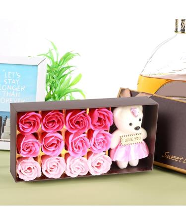  Fdit Romantic Rose Flower Soap Body Soap Floral Bath Soap Rose Bath Soap Rose Flower Petals Plant Essential Oil Soap Rose Soap (pink gradient) - Buy Online on GoSupps.com