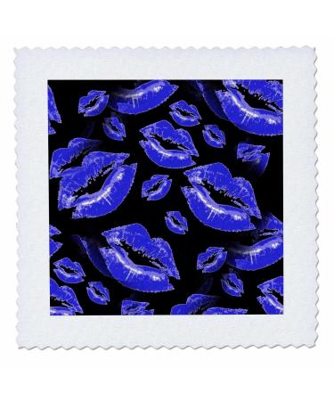 16x16 inch Quilt Square - Two Kisses Collided Lip Bold Blue Lips Pattern Pattern - Lipstick Kisses