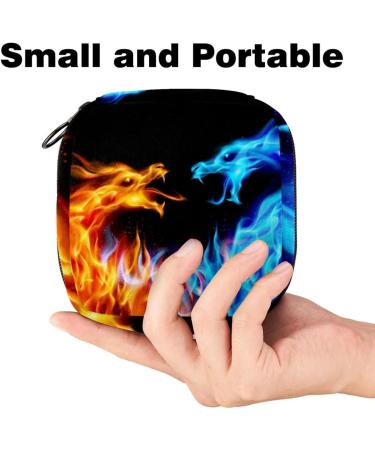 Portable Dragon Motif Storage Bags for Women's Bandages Tampons & Panty Liners - Blue & Red | Ideal for School & Office - Buy Online on GoSupps.com