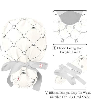 Cartoon Teeth Working Cap with Button - Adjustable Ponytail Holder Hats (2 Pcs) - Color 10 - Buy Online on GoSupps.com