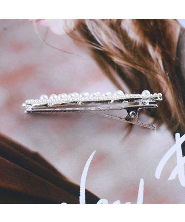 Inilbran Boho Pearl Hair Clip Barrette Silver Leaf Hair Barrette Clip Vintage Pearl Leaf Hairpin Clip French Pearl Bridal Headpieces Decorative Headwear Hair Accessories for Women and Girls - Buy Online on GoSupps.com