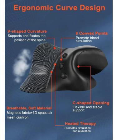 Wireless Heated Neck Stretcher for Pain Relief Portable Cordless Neck Shoulder Cervical Traction Device with Graphene Heating Pad Magnetic Therapy Relaxer Black - Buy Online on GoSupps.com