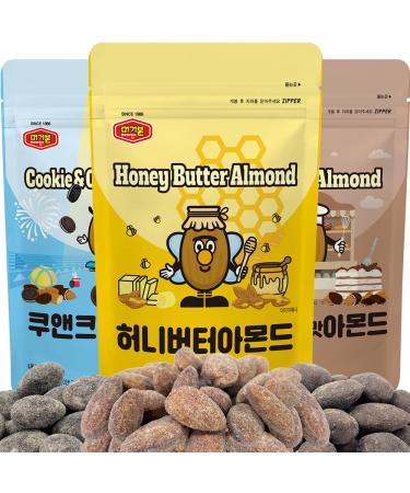 MURGERBON Flavored Almonds 3 Pack - Tiramisu, Cookies and Cream, Honey Butter Almond, Korean Snacks, Korean Almonds, Great Snacking for Kids, Adults, Office Snacks SWEET & SWEETER