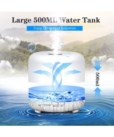 YIKUBEE 500ml Aromatherapy Essential Oil Diffuser - Remote Control, White Wood Grain - Buy Online on GoSupps.com