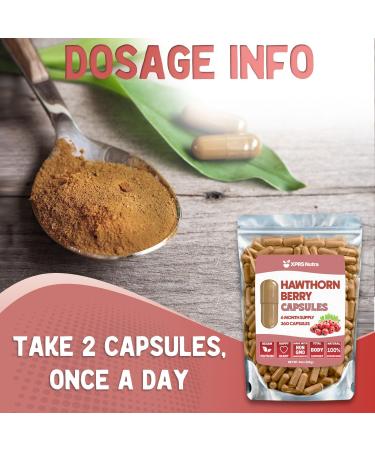 Hawthorn Berry Powder Capsules - 360 Count (6 Month Supply) - Premium Hawthorn Berry Capsules for Cardiovascular Support - Hawthorne Berry Powder - An Ideal Hawthorne Supplement for Men and Women - Buy Online on GoSupps.com