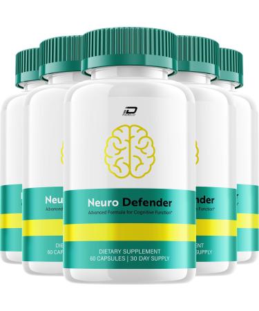 Neuro Defender Supplement Capsules NeuroDefender Natural Blend Formula Focus Memory Support and Reviews (5 Pack 300 Capsules)