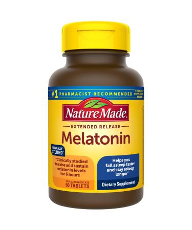 Nature Made Melatonin 4mg Extended Release Tablets Sleep Supplements for Adults 100% Drug Free Sleep Aid 90 Count 90 Day Supply 90 Count (Pack of 1)