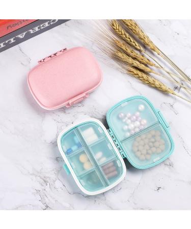 TEOYALL 2 PCS Travel Pill Organizer - 8 Compartment Portable Pill Box for Daily Medicine - Blue/Pink - Buy Online on GoSupps.com