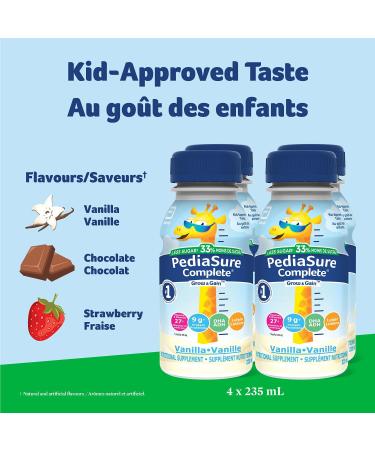PediaSure Complete Nutritional Supplement 4 x 235 mL Chocolate Kids nutritional shake & PediaSure Complete Reduced Sugar 33% Less Sugar Nutritional Supplement 4 X 235 ml Vanilla 940 ml - Buy Online on GoSupps.com