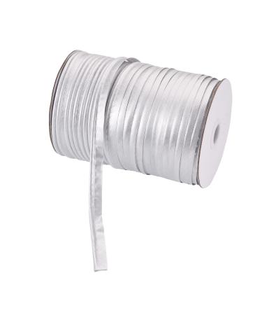 Beadthoven 109Yards/Roll Maxi Piping Trim 3/8  Satin Luster Polyester Single Fold Piping Bias Tape Binding Lip Cord Welting Cord with Spool for Sewing Clothing Trimming Upholstery (Silver)
