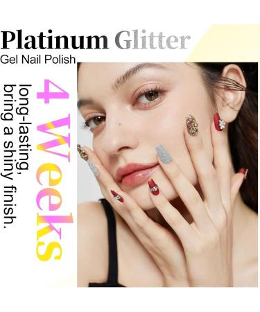 NXJ INFILILA Glitter Nail Polish Platinum Glitter Gel Nail Polish Silver Nail Gel Polish Holographic Pigments Gel Nail Polish Soak off UV LED Cured for Home & Salon A-silver - Buy Online on GoSupps.com