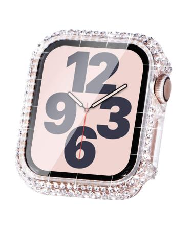 Surace Compatible with Apple Watch Case 40mm for Apple Watch Series 6/5/4/3/2/1 Bling Cases with Over 200 Crystal Diamond Protective Cover Bumper for 38mm 40mm 42mm 44mm (40mm Clear) Apple Watch Case-Clear 40mm