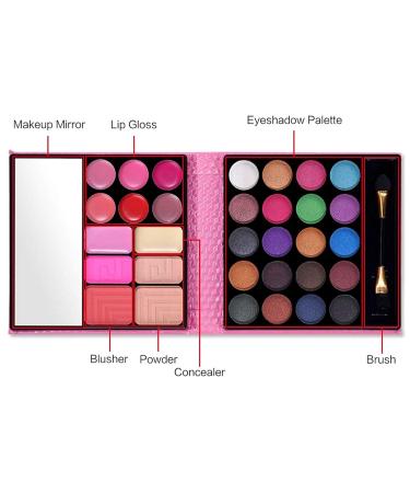 BrilliantDay 32 Colors Eyeshadow Palette & Contouring Kit | Lip Gloss & Blusher Makeup Set - International Shipping Available - Buy Online on GoSupps.com