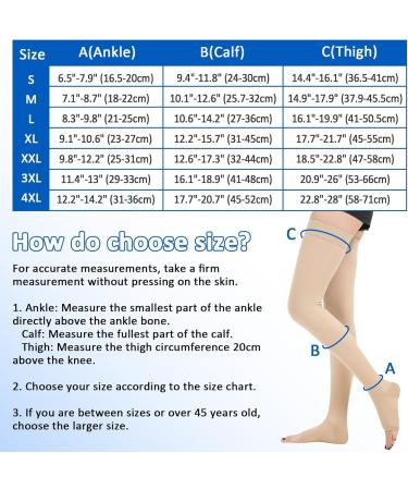 Buy Bella 20-30 mmHg Medical Compression Stockings for Men & Women | Thigh Support & Edema Control | Silicone Band | Beige - Buy Online on GoSupps.com
