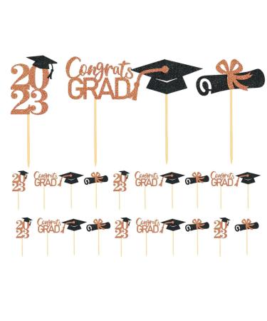 mantong Class of 2023 Cupcake Toppers | 24 Pack 2023 Graduation Cupcake Toppers - Class of 2023 Graduation Caps Cupcake Picks for Party Cake Decorations Supplies