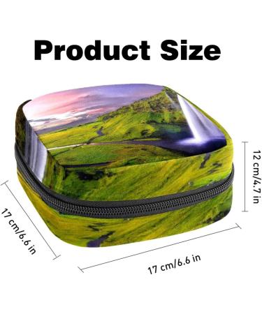 Eco-Friendly Women's Napkin Storage Bag | Green Nature Waterfall Design | Portable Menstrual Cup & Bandage Organizer - Buy Online on GoSupps.com