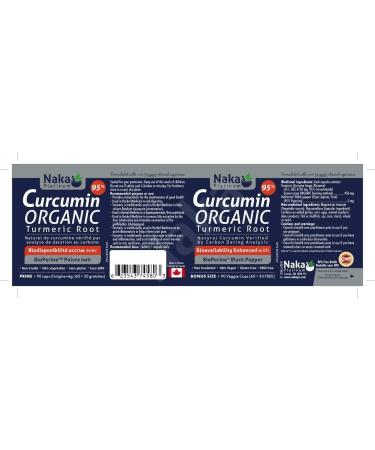 Naka Platinum Curcumin ORGANIC Tumertic Root (95% Curcuminoids) 450 mg with Bioperine (Black Pepper) BONUS SIZE - 90 Veggie Capsules (60+30 FREE) - Buy Online on GoSupps.com