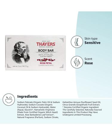 Buy THAYERS Witch Hazel Rose Petal Body Bar - Nourishing 5 oz Soap - Buy Online on GoSupps.com