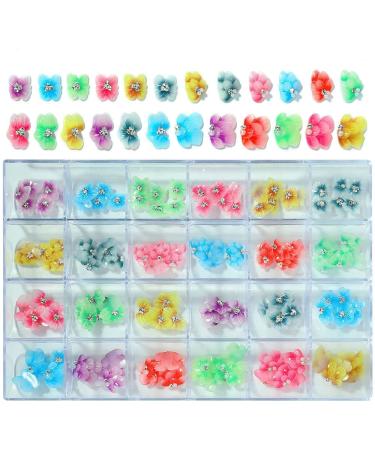 Charm for Manicure Nails Accessories DIY Gradient Flower Rhinestone Nail Art Decoration 5D Relief(03) Style03
