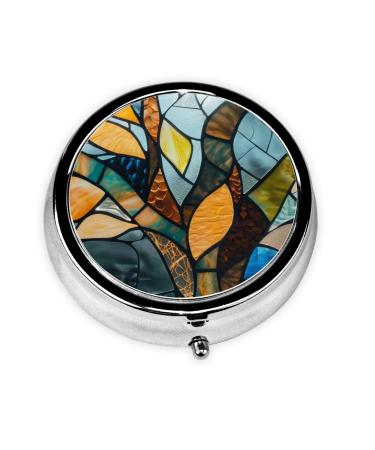 Tree of Lenses Portable Metal Pill Box Round Mini 3-Compartment Plastic Insert hinged Fastening Design Suitable for Small Pills Must-Have for Travel Black