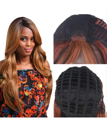 DIDADA Brown Blonde Lace Part Synthetic Wig - 26 Long Straight Wig with Bangs | DXRBLUE International Shipping - Buy Online on GoSupps.com
