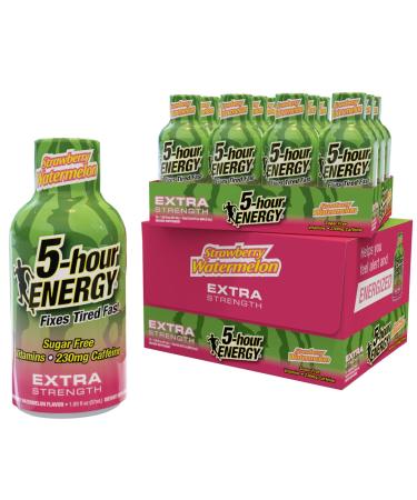 5-Hour Energy Extra Strength Shots Strawberry Watermelon Flavor 24 Count (1.93 Fl Oz)