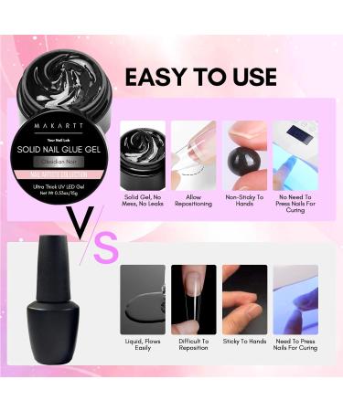 Makartt Solid Nail Gel - 15g UV Adhesive for Press-On Nails | Obsidian Noir - Perfect for Nail Art & Extensions - Buy Online on GoSupps.com