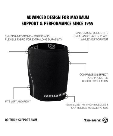 Rehband Thigh Bandage Compression Support | 3mm Neoprene | Stabilizing Thigh Brace | Black Color Size M | International Shipping Available - Buy Online on GoSupps.com